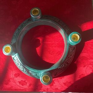 Vintage Abbey Press Celtic Knot Advent 4 Cross Wreath Candle Holder Green 12”